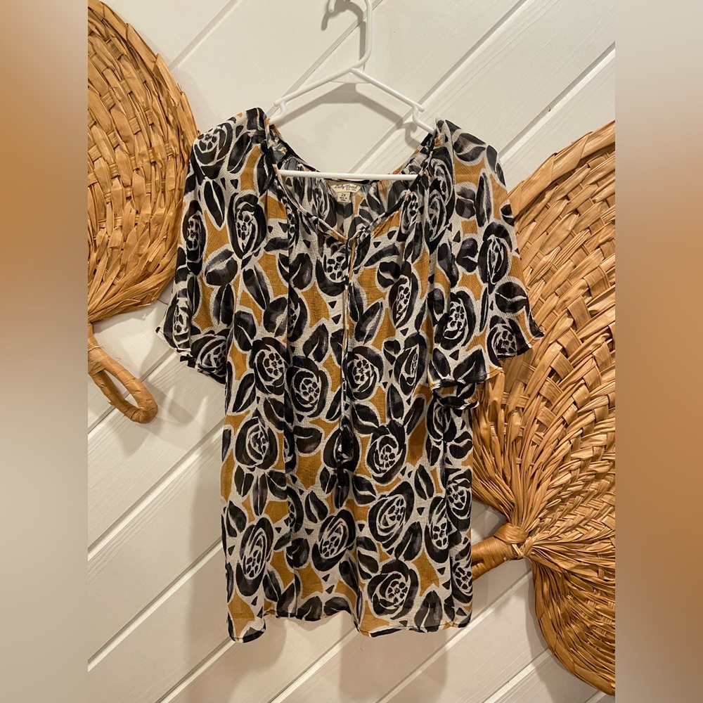 Lucky Brand Sheer Rose Top